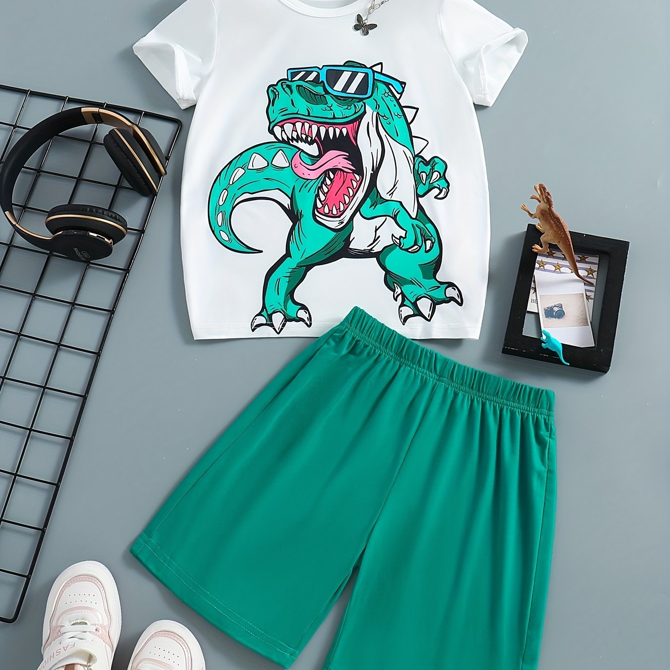 Boys Dino Casual Outfit T shirt & Shorts Kids Summer Clothes