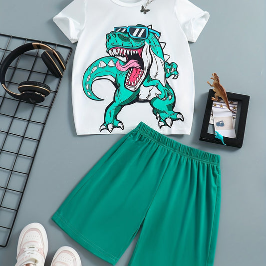 Boys Dino Casual Outfit T shirt & Shorts Kids Summer Clothes