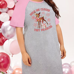 Christmas Nightdress Women's Deer & Snowflake Raglan Tee