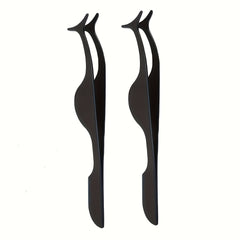 2pcs Stainless Steel Eyelashes Applicator Tool Extension Tweezers Remover Clip