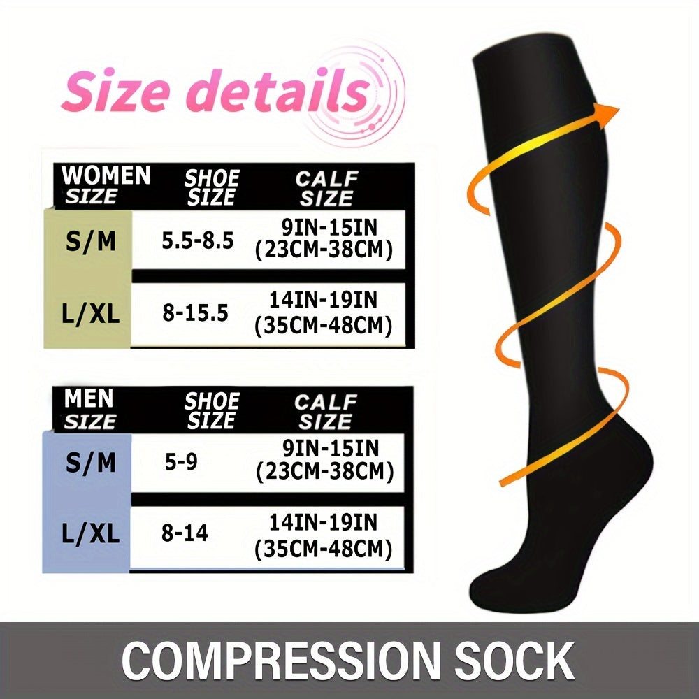 6 Pairs Compression Socks 15-20 mmHg Knee High Support