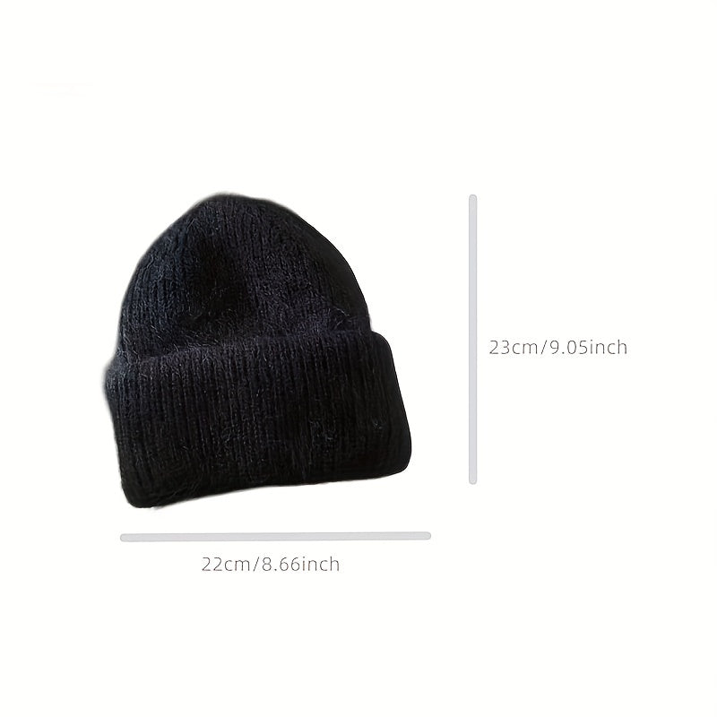 Solid Plush Beanie Warm Knitted Skull Cap Ear Protection Knit Hat