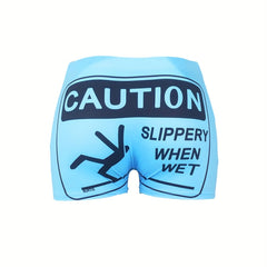 Letter & Graphic Print Yoga Shorts for Women