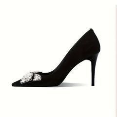 Bowknot Stiletto Heels Point Toe Work Shoes Dress Pumps