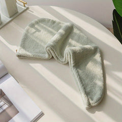Double Layer Bath Cap Hair Towel With Bear Shape Botton