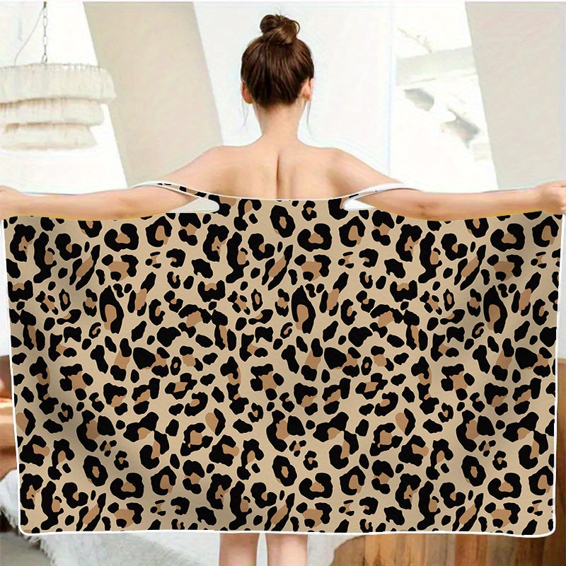 Leopard Printed Wearable Bath Towel Cover Spa Bath Skirt Absorbent