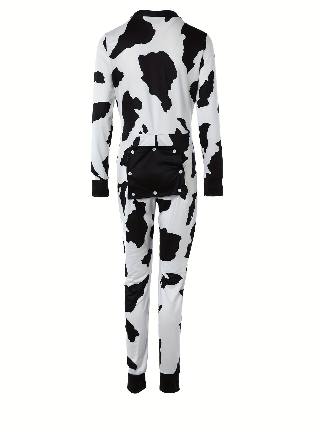 Cow Spot Print Pajama Jumpsuit V Neck Pajamas Women's Lingerie