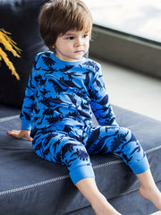 Boys' Dino Print Pajama Set Long Sleeve Top & Pants