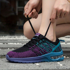 Colorful Knitted Chunky Sneakers for Women Breathable Mesh Lace Up Running Shoes