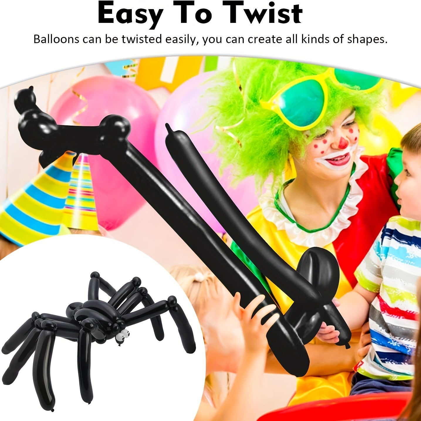 100pc Twisted Spider Latex Balloons for Halloween Decor