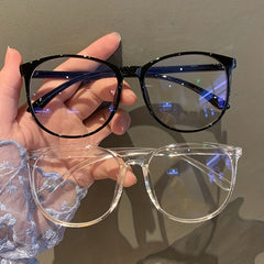 Light Blocking Glasses Oval Clear Lens Anti Eyestrain Computer Gaming Glasses