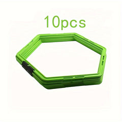 Set of 10 Fluorescent Green Hexagon Agility Rings for Outdoor Sports Training