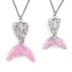 Resin Mermaid Tail Pendant Necklace Stainless Steel Chain Set