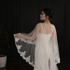 Floral Lace Wedding Veil Floor Length Train Bridal Accessory