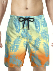 Animal Print Quick Dry Drawstring Men's Swim Trunks