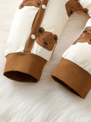 2pcs Baby Boys Set Bear Allover Print Bodysuit Hat