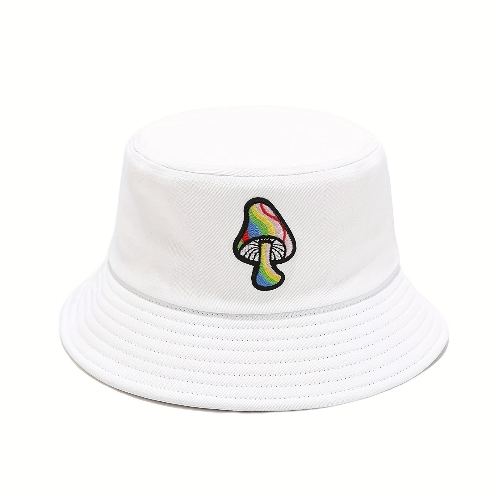 Mushroom Embroidery Bucket Hat Breathable Fisherman Cap