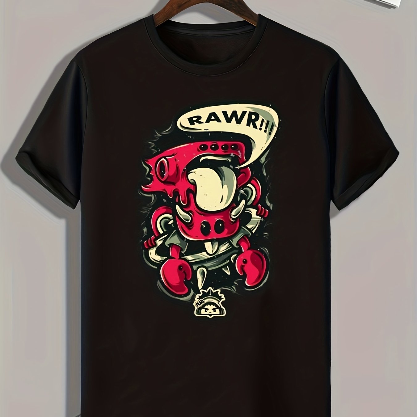 Cartoon Print Men's Graphic T-shirt for Summer