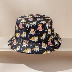 Kids Puppy Pattern Bucket Hat, Double-Sided Basin Hat for Boys and Girls