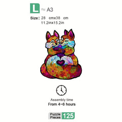 3D Fox Love Wooden Puzzle Model 4mm Thickness