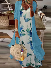 Floral Print Cami Dress & Short Sleeve Cover Up Set