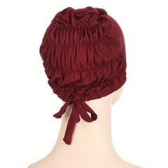 Ruched Turban Cap Elastic Head Wrap Hijab Chemo Hats