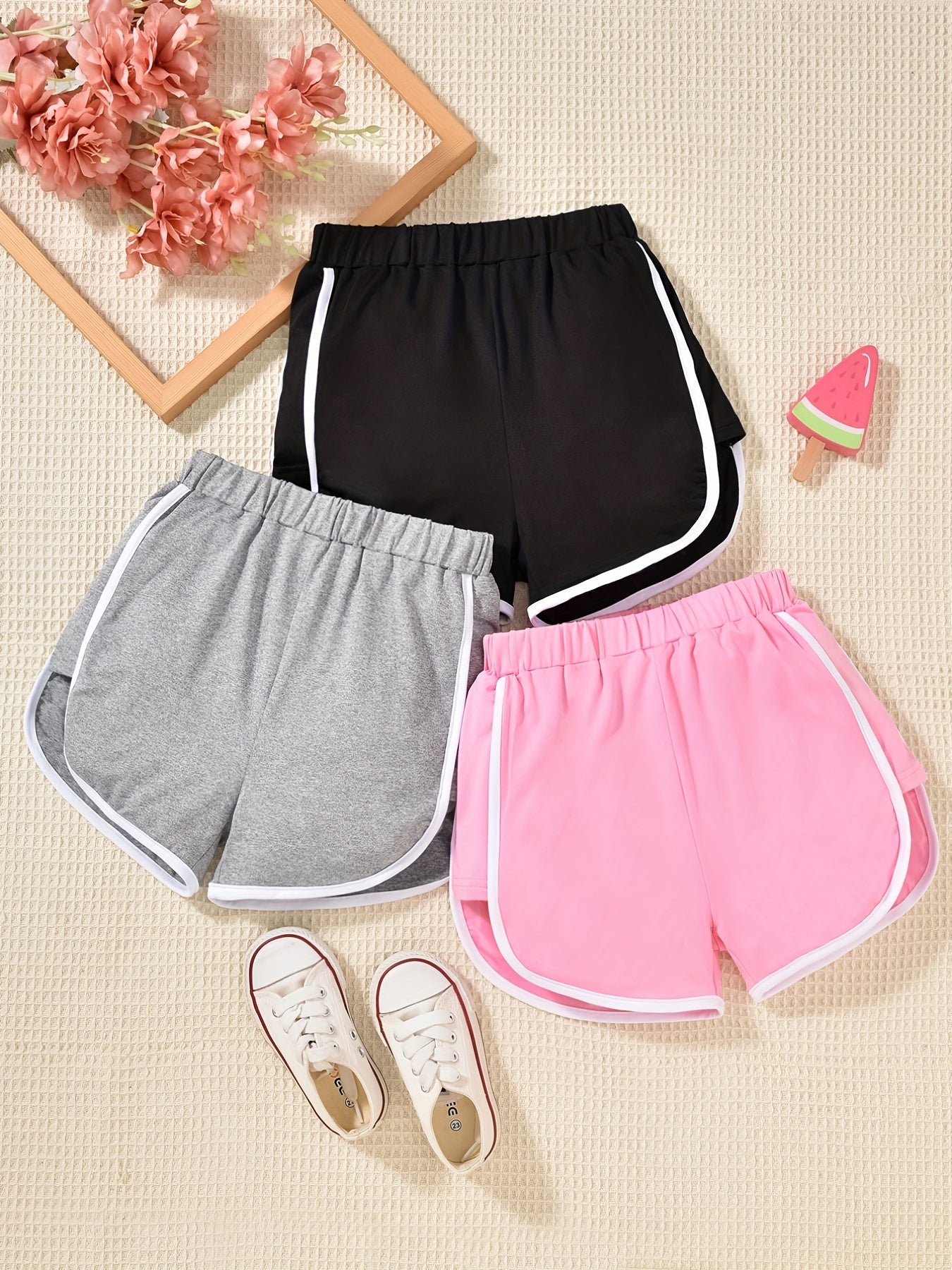 Girls Casual Plain Waistband Shorts for Kids Summer