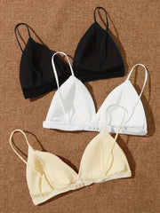 3 Pcs Girls Bralette Spaghetti Strap V Neck Padded Wire A B Cups Hook Closure
