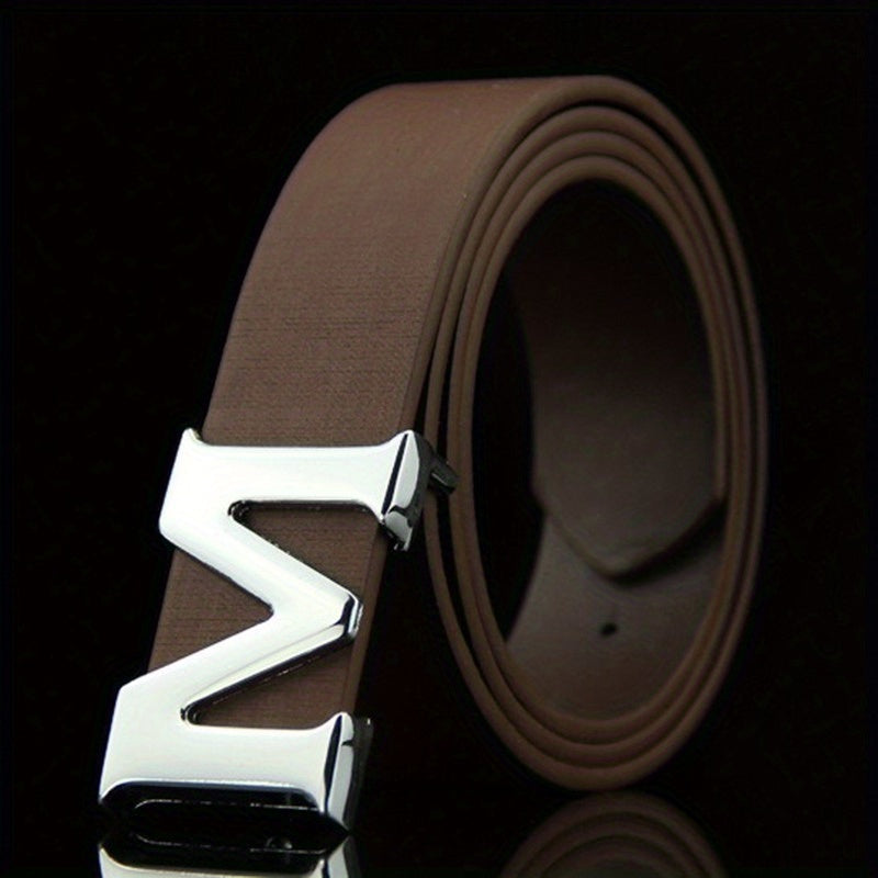 Men's M Pattern Buckle Belt for Outdoor Party Business