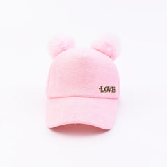Kids Baseball Cap Double Pom Pom Decor Sun Protection Sunshade Hat