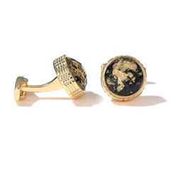 Patterned Golden Round Men's Cufflinks