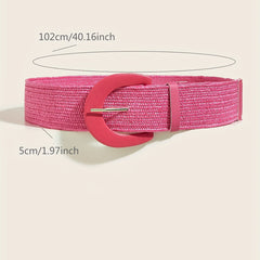 Wide Straw Belt Bohemian Braided Waist Y2K Elastic Dress Girdle