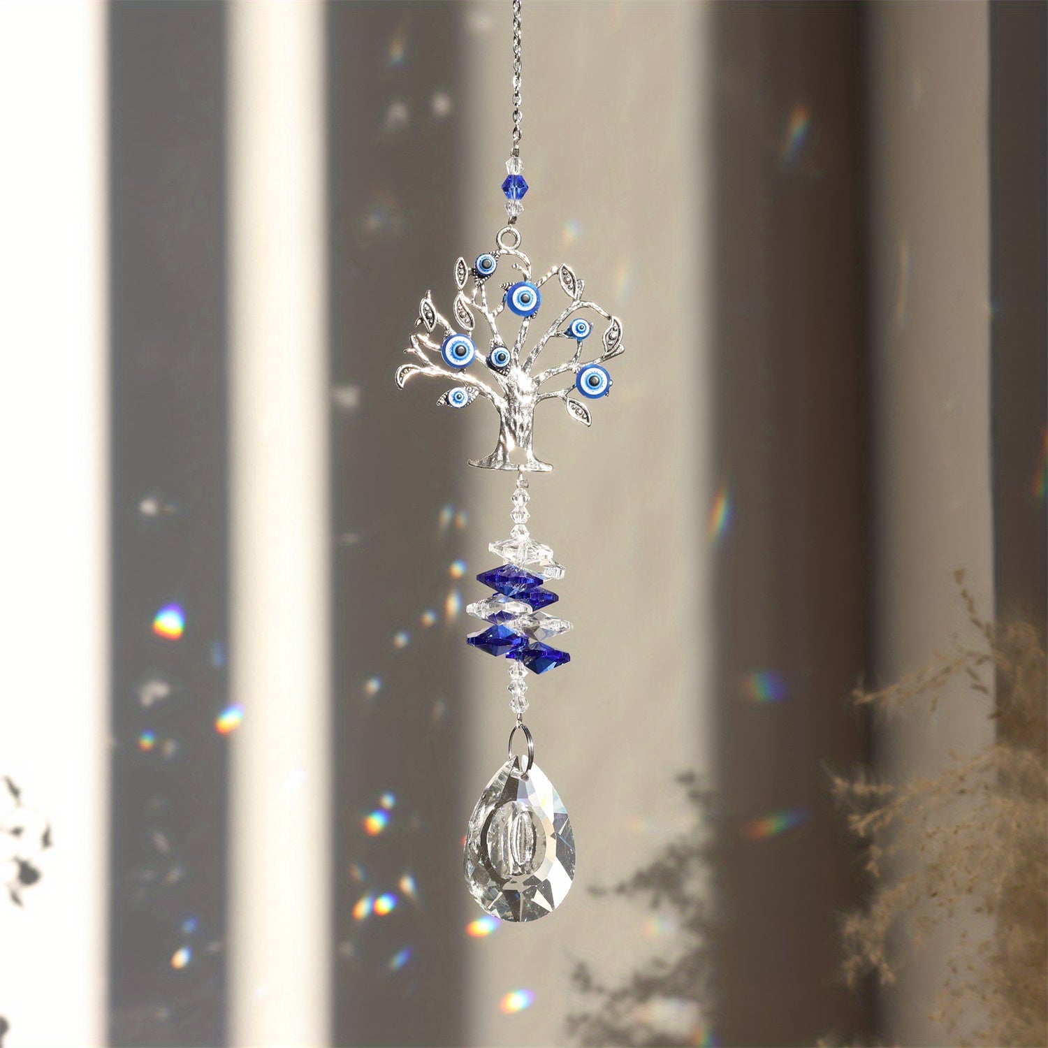 Rainbow Maker Tree Of Life Glass Prism Suncatcher Window Pendant Decor