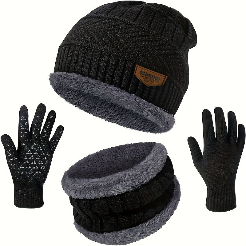 Winter Thick Beanie Knitted Hat Neck Warmer Set