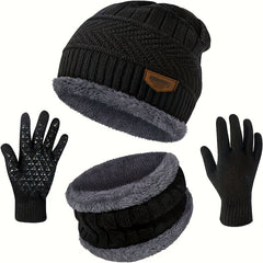 Winter Thick Beanie Knitted Hat Neck Warmer Set