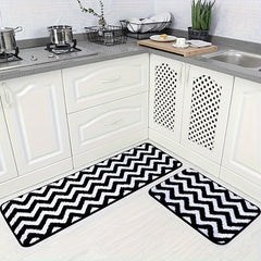 Microfiber Chevron Non Slip Bathroom Carpet Set
