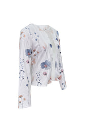 Floral Open Front Jacket Long Sleeve Casual Spring Fall Women's Clothing