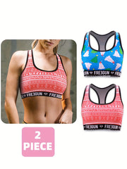 2pcs Letter Print Sports Bras for Women
