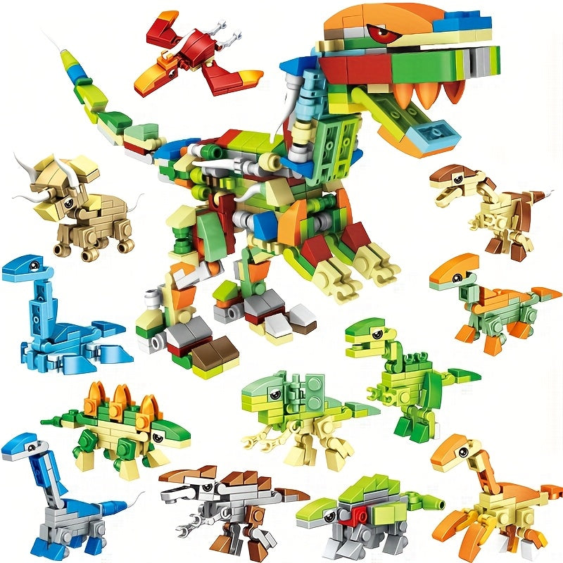 12 in 1 Dinosaur Building Blocks Set - 398pcs - Perfect Gift