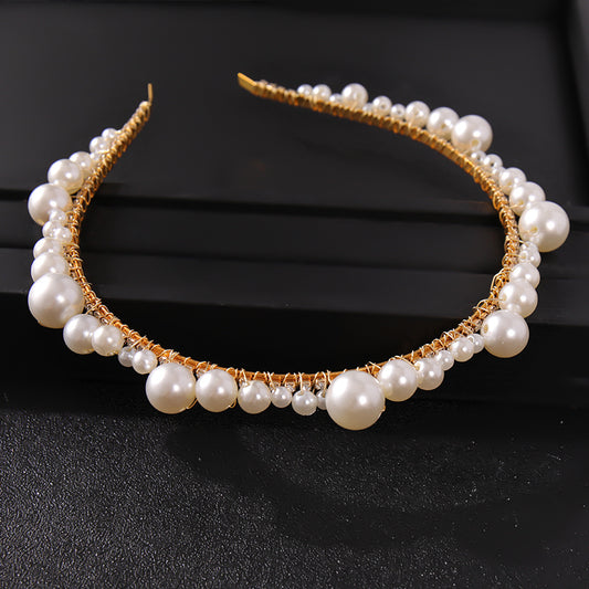 Faux Pearl Rhinestone Bridal Tiara Headband Wedding Hair Accessories