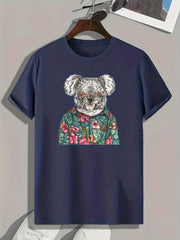 Bear Print Men's Graphic T shirt Casual Comfy Tees For Summer