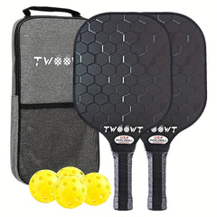 2pk Fiberglass Pickleball Paddles w/ Bags & 4 Balls Set