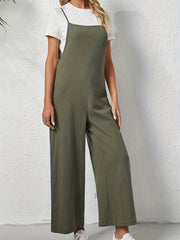 Wide Leg Overall Jumpsuit Casual Solid Overall Jumpsuit