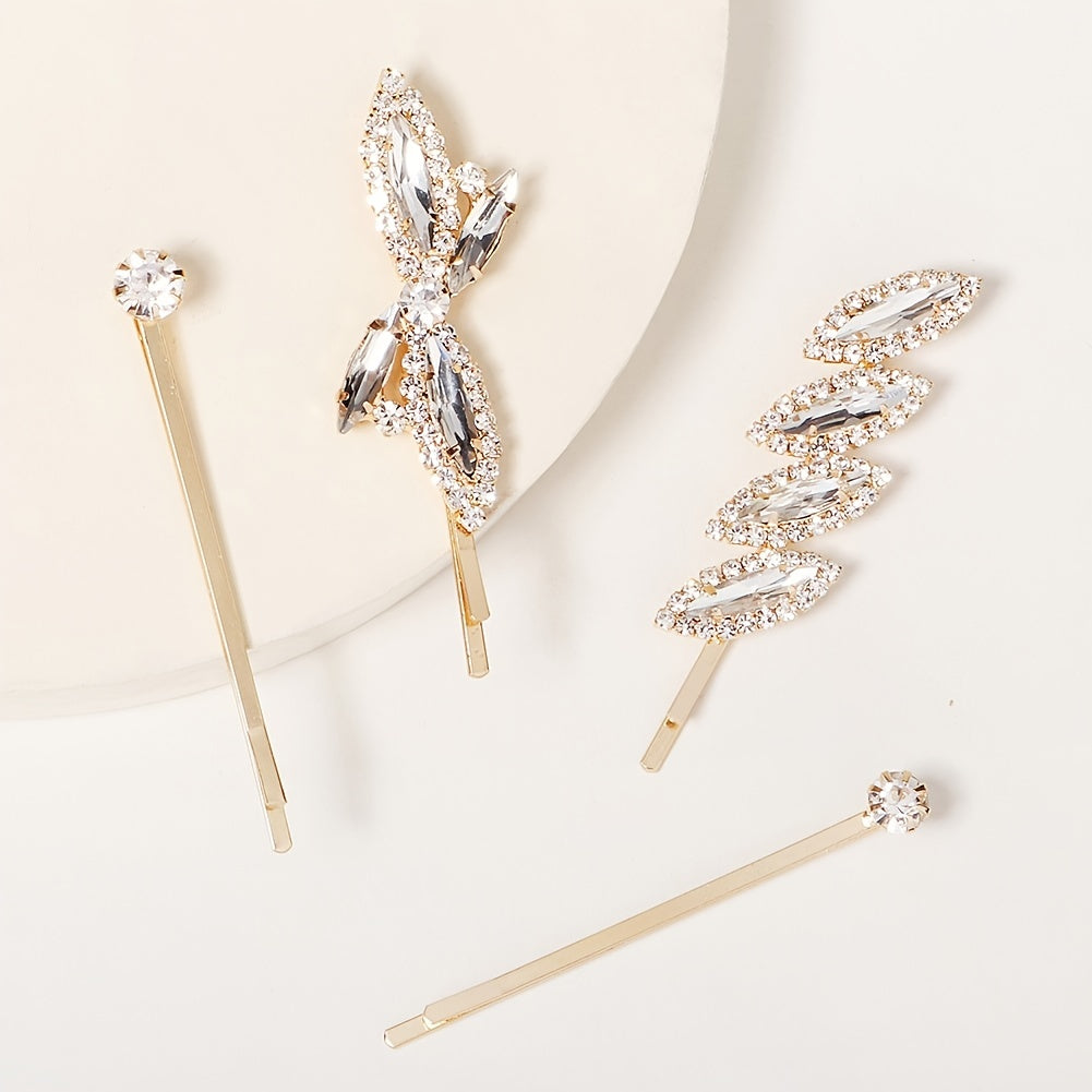 4pcs Rhinestone Metal Hair Clip Hair Accessories For Women