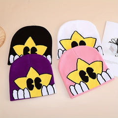 Fashionable Ear Protection Sport Knit Beanie Hat with Star Print