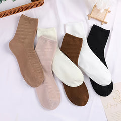 6 Pairs Solid Socks Comfy & Breathable Women's Stockings & Hosiery