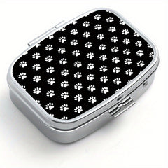 1pc Paw Print Pattern Two Compartment Pill Box Mini Medicine Box