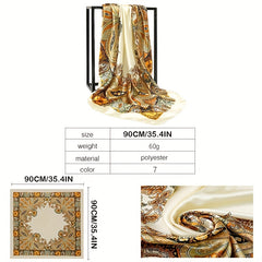 Large Paisley Print Satin Bandana Silk Scarf Women Head Wrap Hair Accessory