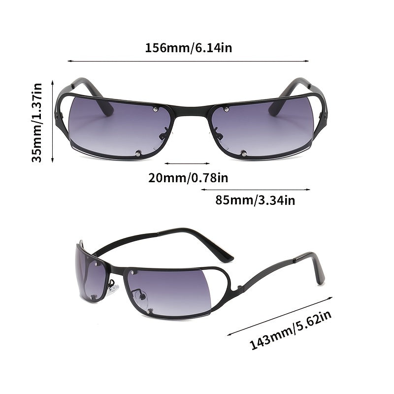 Y2K Futuristic Wrap Around Sunglasses Rectangle Punk Sun Glasses