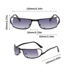 Y2K Futuristic Wrap Around Sunglasses Rectangle Punk Sun Glasses
